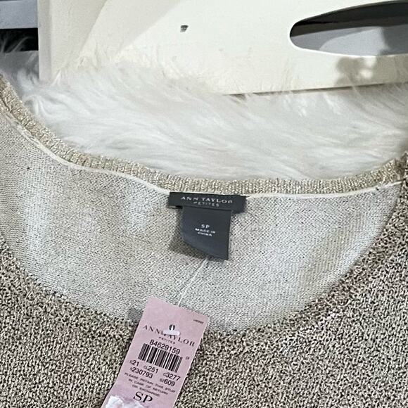 NEW Ann Taylor Silk Metallic Short Sleeve Lightweight Layering Sweater SP NWT - Picture 9 of 15